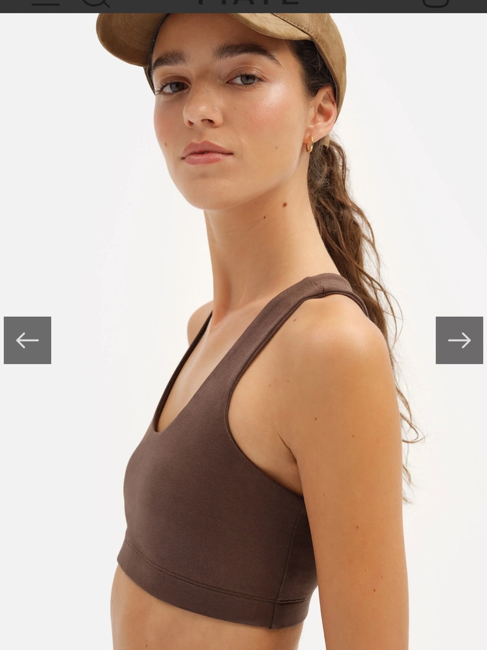 MATE The Label Sports Bra XS Brown Organic Cotton Racerback Sustainable USA Made - Picture 2 of 9